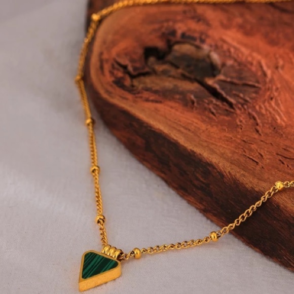 LAST ONE💚18K gold plated malachite necklace - Picture 4 of 6